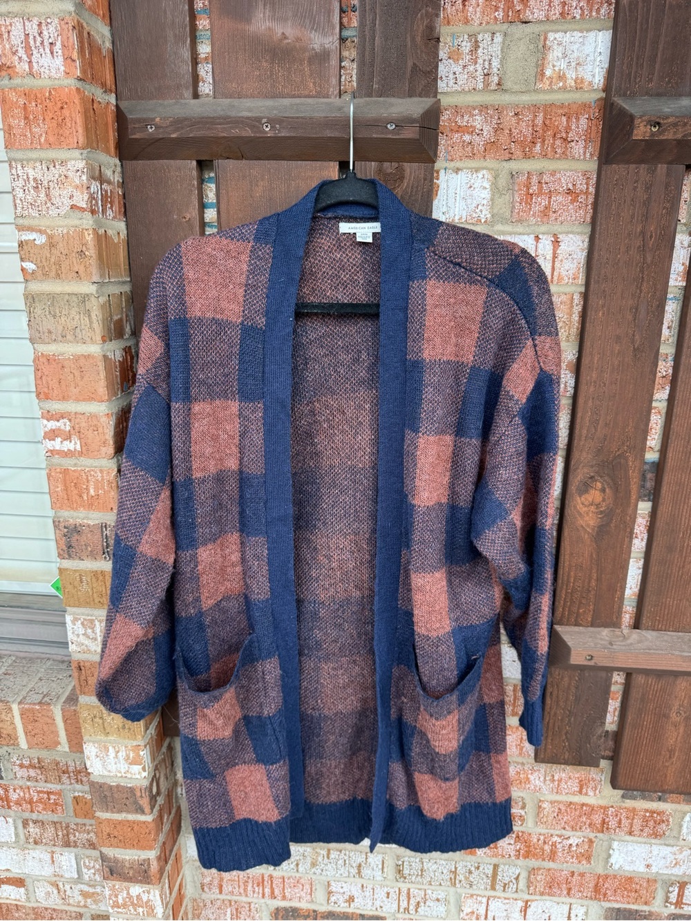 American Eagle Outfitters Navy and Rust Knit Cardigan